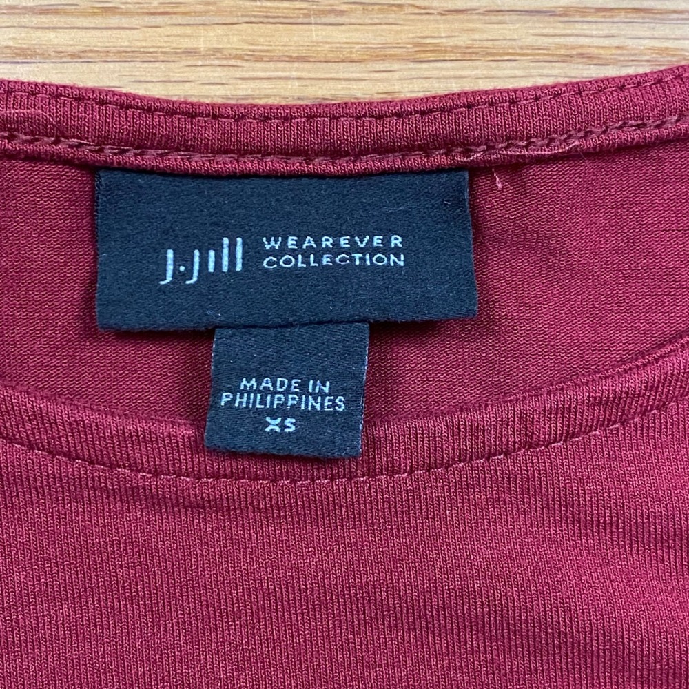J.Jill Wearever Top Womens XS 3/4 Sleeve Burgundy Dark Academia Casual - Picture 4 of 6